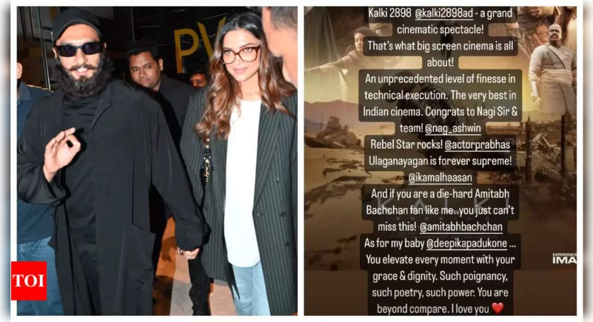 Ranveer Singh praises Deepika Padukone's performance in 'Kalki 2898 AD' as 'poetry and power' |