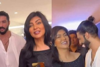 Rohman Shawl protects Sushmita from the crowd as fan tries to take selfie with her, netizens call him the 'greenest flag' | Hindi Movie News