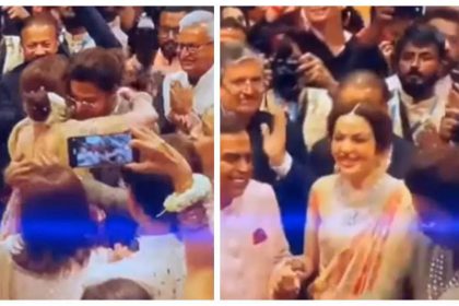 Shah Rukh Khan gives a warm hug to Nita Ambani; shows her 'Pathaan' moves at Anant Ambani and Radhika Merchant's wedding - WATCH video |