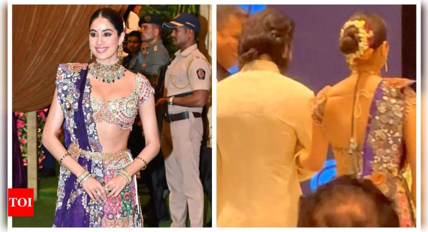 Shikhar Pahariya lets ladylove Janhvi Kapoor have her moment with the paparazzi as they attend puja at Ambani's residence - WATCH video |