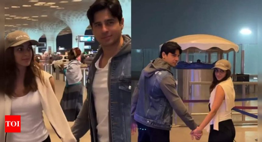 Sidharth Malhotra, Kiara Advani serve couple goals as they walk hand-in-hand at the airport, jet off to an undisclosed destination - WATCH video | Hindi Movie News