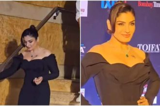 TOIFA OTT Awards 2023: Raveena Tandon grab eyeballs as she channels her inner Madonna in a stunning black gown on the red carpet - WATCH | Hindi Movie News