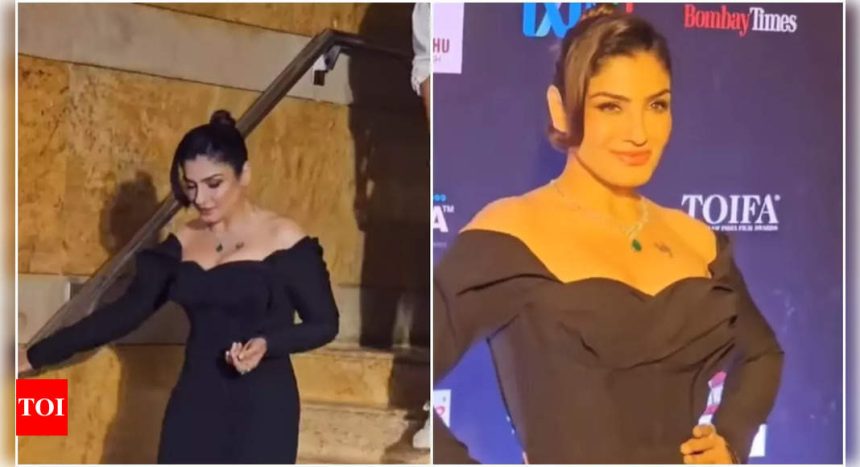 TOIFA OTT Awards 2023: Raveena Tandon grab eyeballs as she channels her inner Madonna in a stunning black gown on the red carpet - WATCH | Hindi Movie News