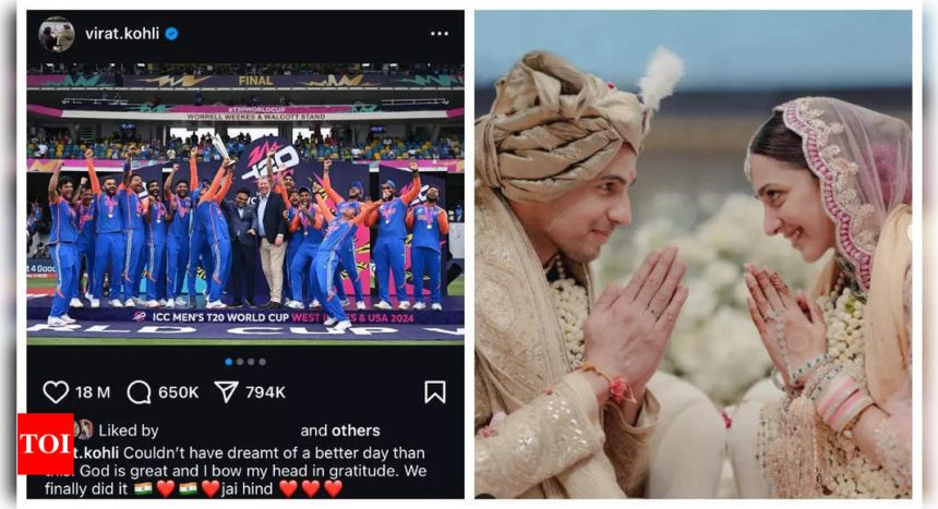 Virat Kohli's T20 World Cup winning post BEATS Kiara Advani and Sidharth Malhotra's wedding post to become most liked Instagram pic in India |