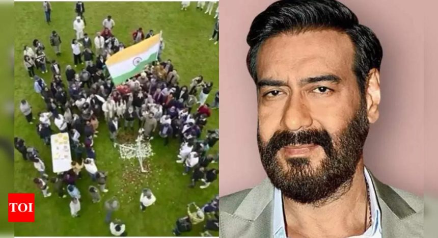 Ajay Devgn hoists national flag in UK with 'Son of Sardar 2' team on 78th Independence Day - WATCH video | Hindi Movie News