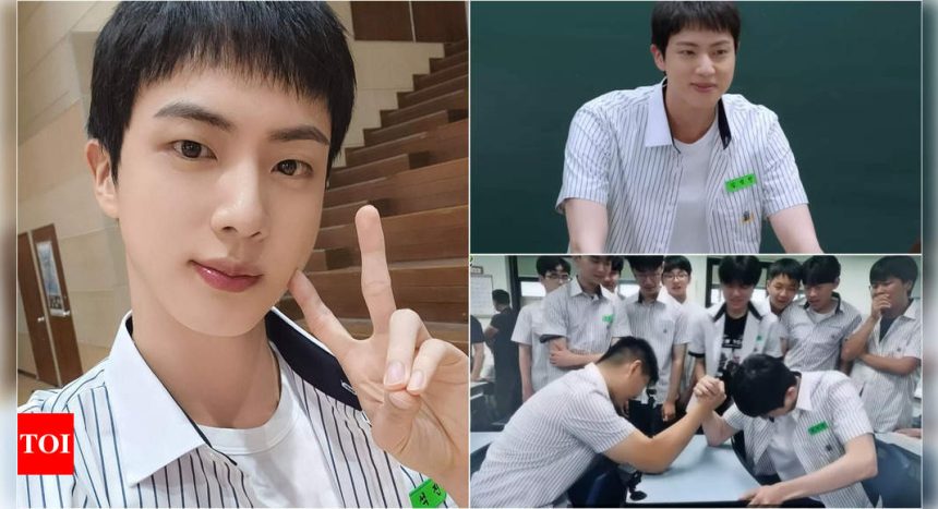 BTS’ Jin returns to high school in uniform for ‘Run Jin’ and charms students with fun challenges and surprises | K-pop Movie News