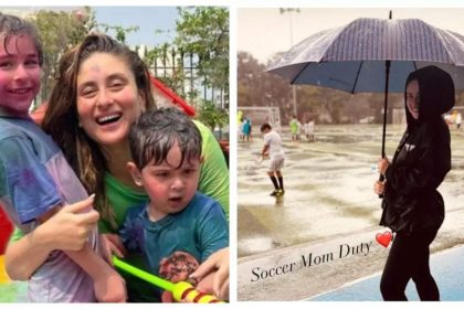 Kareena Kapoor Khan cheers for kids Taimur and Jeh as she takes on her 'soccer mom duty' in Mumbai rains - See photos |