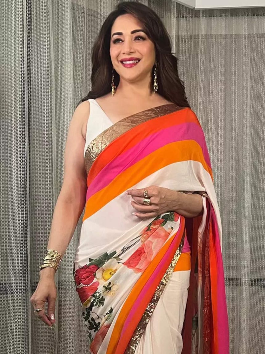 Madhuri gives fashion inspo in floral saree