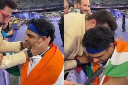 Netizens react and laud Abhishek Bachchan as his video hugging Neeraj Chopra after his silver medal win at Paris Olympics goes viral: 'Nice gesture' | Hindi Movie News