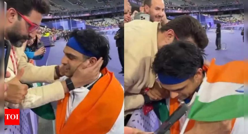 Netizens react and laud Abhishek Bachchan as his video hugging Neeraj Chopra after his silver medal win at Paris Olympics goes viral: 'Nice gesture' | Hindi Movie News