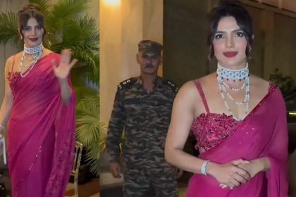 Priyanka Chopra exudes grace and elegance in a magenta saree, schools security for pushing paps at her brother's wedding festivities