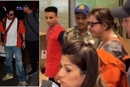 Shah Rukh Khan makes a super stylish appearance at the airport in a red jacket and denims, the internet cannot stop gushing over him! | Hindi Movie News