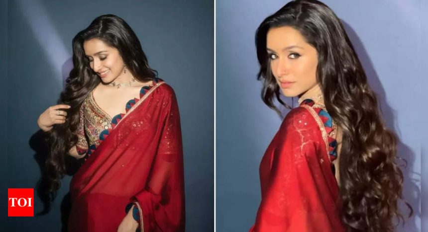 Shraddha Kapoor’s latest red saree look with sequin Ajrakh blouse worth Rs 48,000 for ‘Stree 2’ promotions is winning the internet! - PICS inside