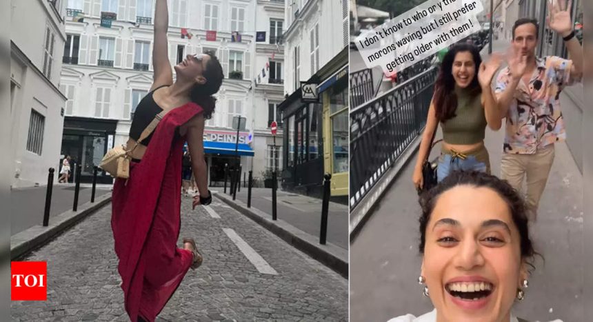 Taapsee Pannu enjoys a stroll with husband Mathias Boe and sister Shagun Pannu in Paris; calls them ‘morons’ in new post | Hindi Movie News