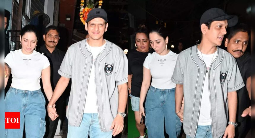 Tamannaah Bhatia and Vijay Varma hold hands as they step out in style after a late-night dinner in the city - See photos | Hindi Movie News