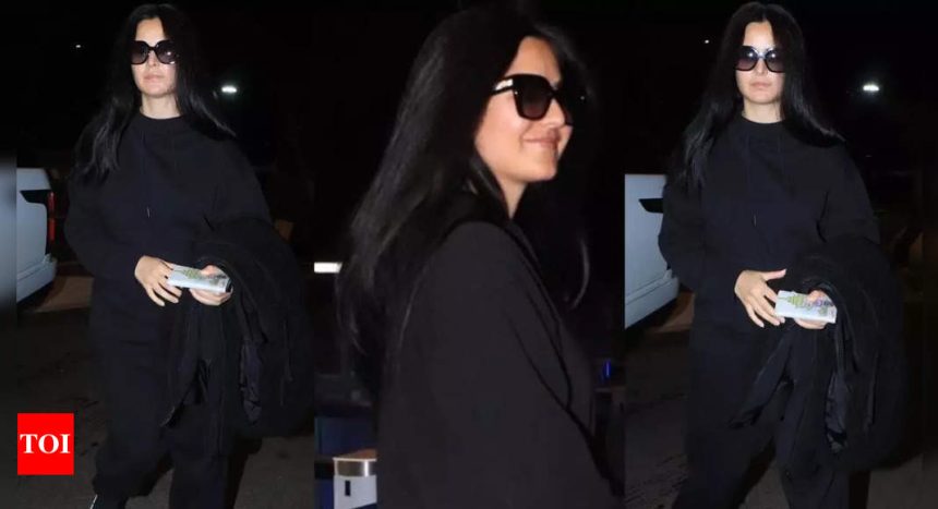 Watch: Katrina Kaif looks stylish in a hoodie and 'kala chasma' as she jets off from the city | Hindi Movie News