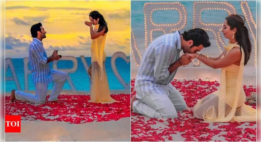 Aadar Jain gets engaged to Alekha Advani in dreamy beach proposal | Hindi Movie News