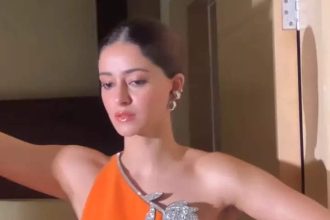 Ananya Panday stuns in an orange mini dress