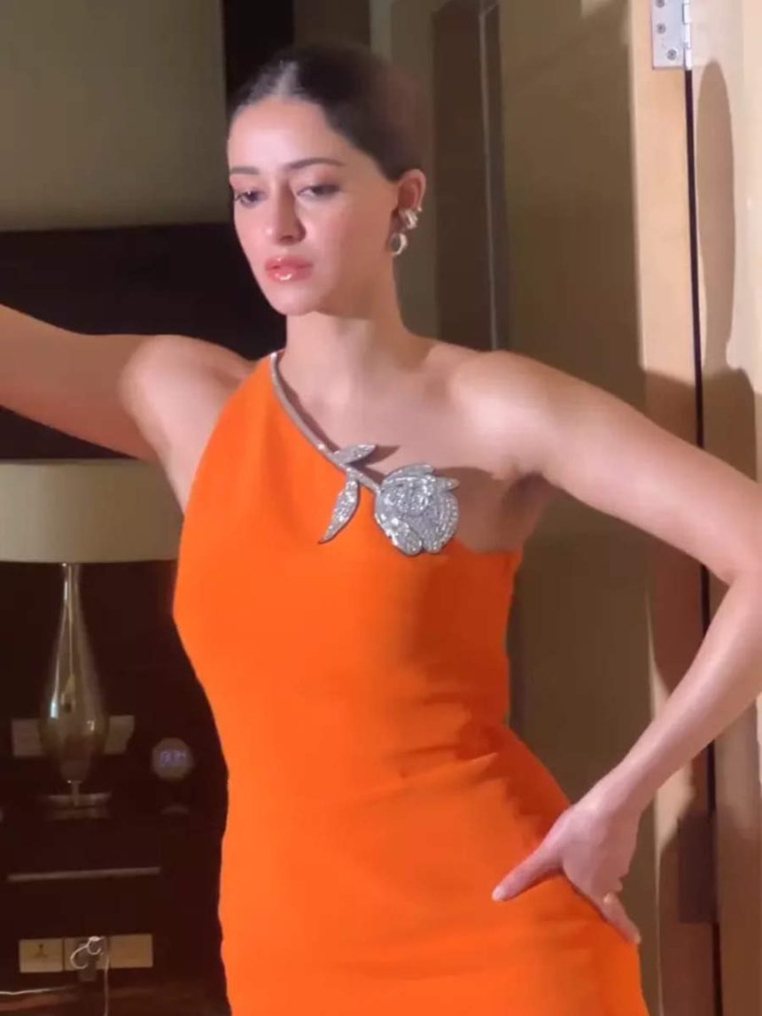 Ananya Panday stuns in an orange mini dress