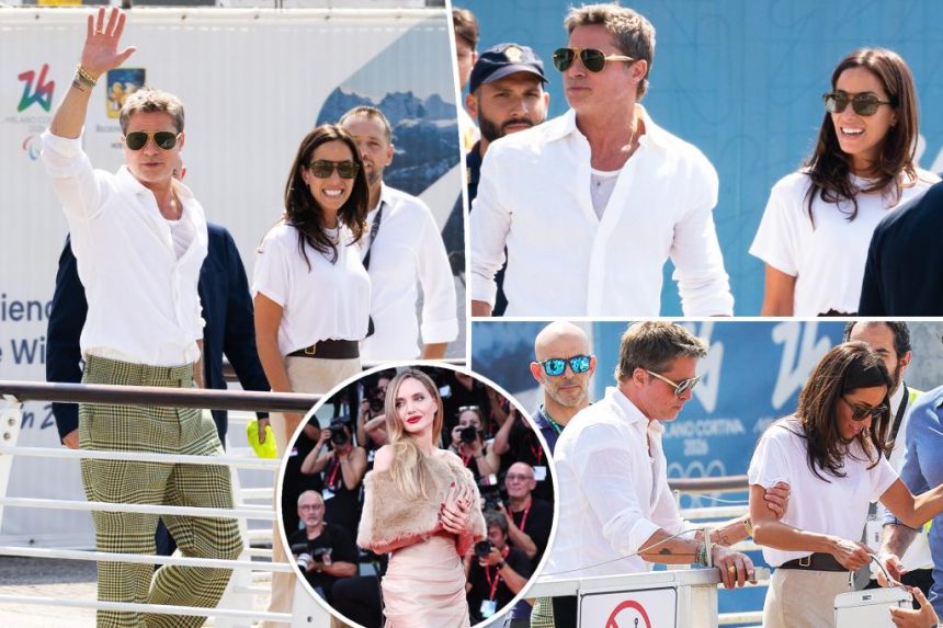 Brad Pitt, girlfriend Ines de Ramon arrive at Venice Film Festival