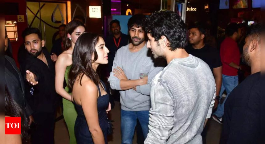 Fans notice Ananya Panday's 'jealous' reaction as Sara Ali Khan hugs Kartik Aaryan in front of her