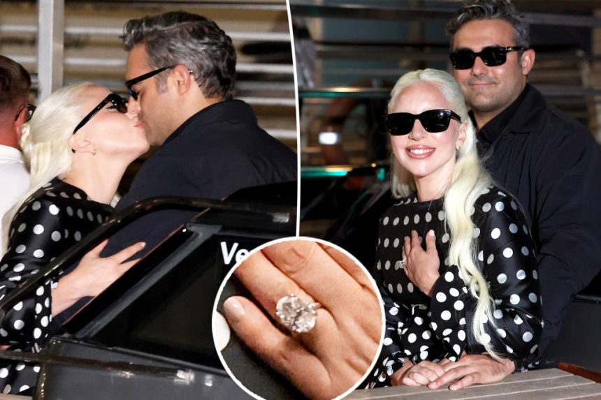 Lady Gaga flashes engagement ring as she and fiancé Michael Polansky arrive at Venice Film Festival