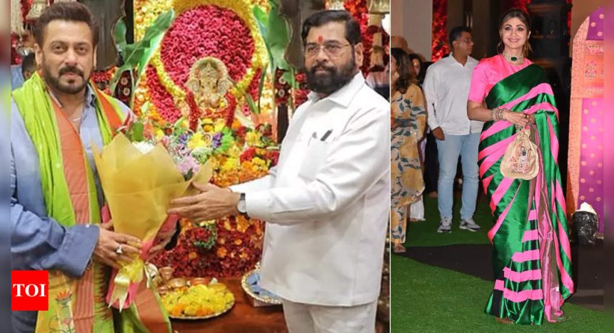 Salman Khan, Shilpa Shetty, Sonakshi Sinha, Govinda and other celebs visit Eknath Shinde's residence for Ganesh Chaturthi celebrations | Hindi Movie News