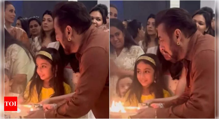 Salman Khan performs aarti with niece Ayat at sister Arpita Khan's house; Iulia Vantur, Salim Khan, Arbaaz Khan, Malaika Arora, and others attend - WATCH video | Hindi Movie News