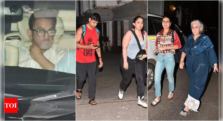 Aamir Khan, Ira Khan, Nupur Shikhare, Fatima Sana Shaikh and other family members visit Reena Dutta's house after her father's passing | Hindi Movie News