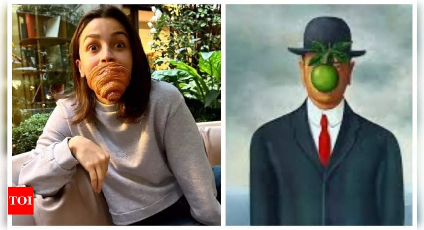 Alia Bhatt’s goofy throwback Croissant pic: A twist on René Magritte’s ‘The Son of Man’ | Hindi Movie News