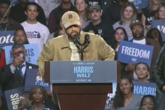 Eminem All Business Introducing Barack Obama at Kamala Harris Rally, Obama Raps