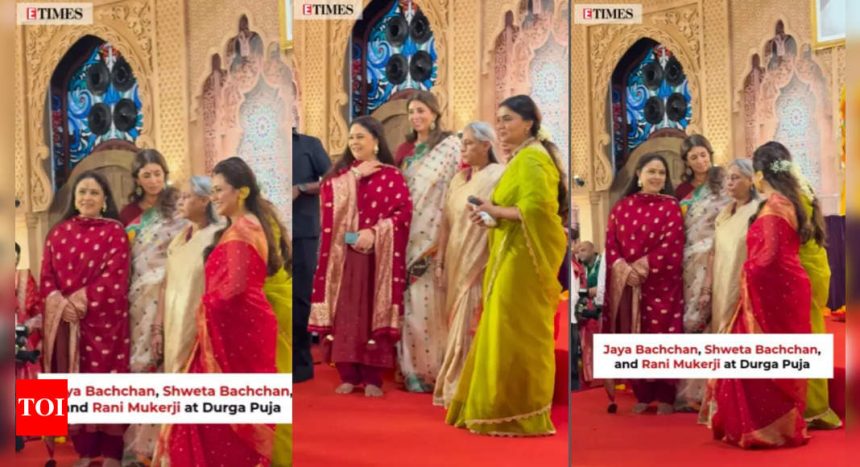 Jaya Bachchan: Navratri 2024: Jaya Bachchan and Shweta Bachchan join Rani Mukerji at the Durga puja pandal |