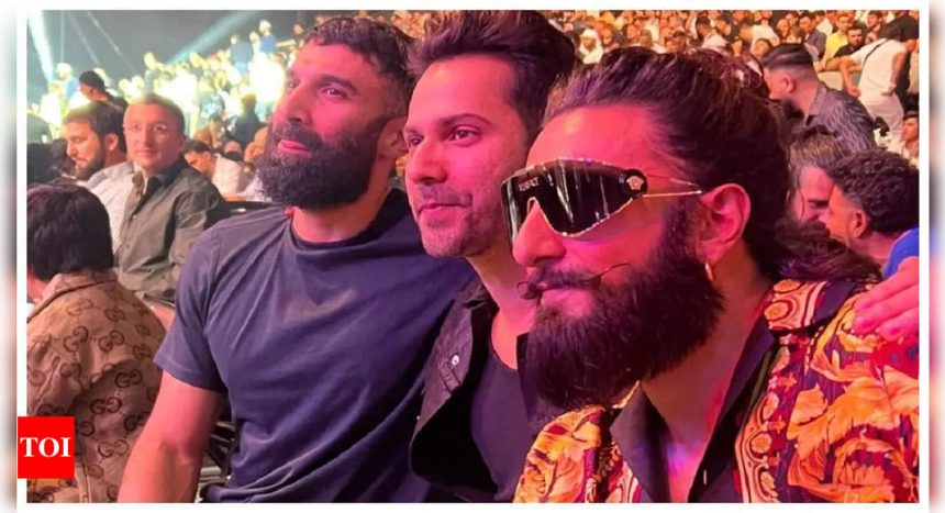 New dads Ranveer Singh, Varun Dhawan enjoy UFC night in Abu Dhabi with Aditya Roy Kapur: Pics Inside | Hindi Movie News