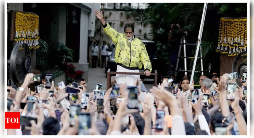 Amitabh Bachchan rocks a neon jacket as he greets his fans on Sunday - Pics |