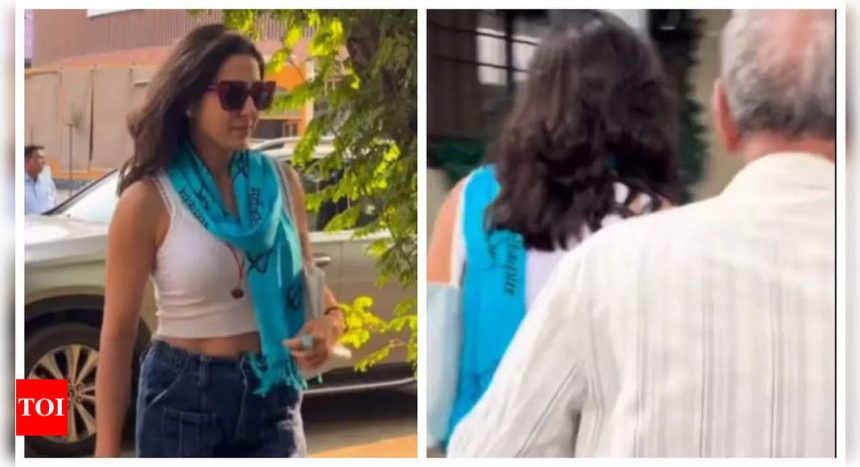 An elderly man protects Sara Ali Khan from paparazzi as she steps out; fans REACT - WATCH video |