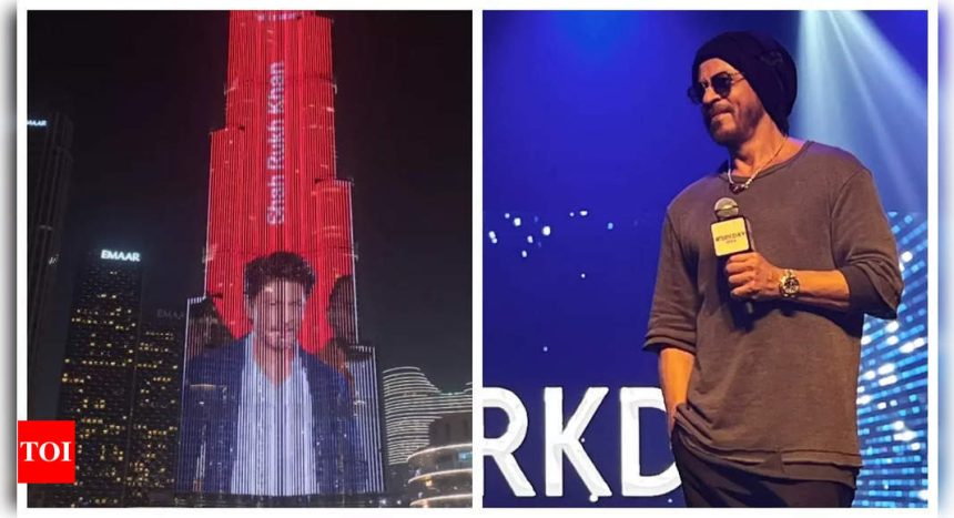 Shah Rukh Khan's image lights up Burj Khalifa on occasion of 59th birthday - PICS | Hindi Movie News