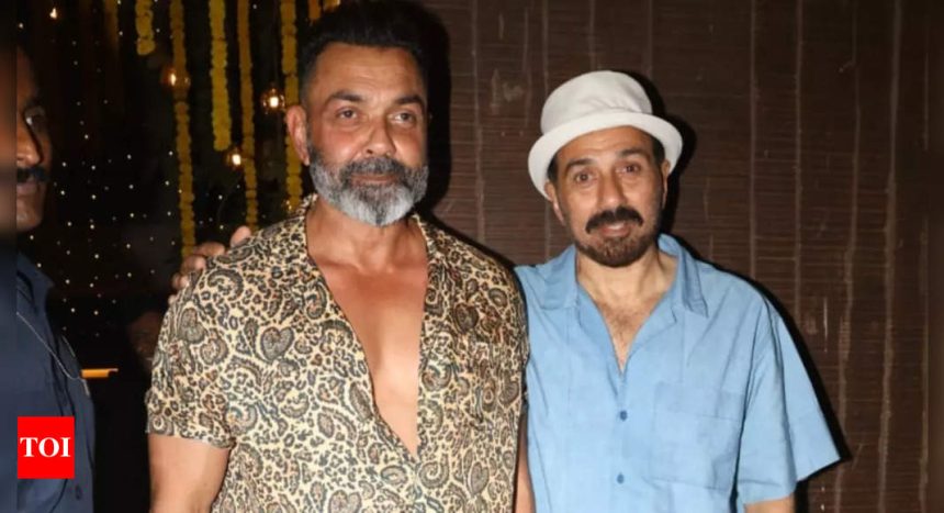 Sunny Deol, Bobby Deol interact with paparazzi as they step out with their respective sons Rajveer and Aryaman on Diwali - WATCH video | Hindi Movie News