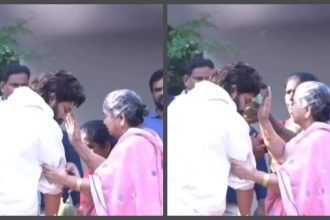 Allu Arjun touches grandmother's feet as she performs 'nazar utarna' ritual post his release from jail |