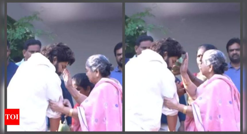 Allu Arjun touches grandmother's feet as she performs 'nazar utarna' ritual post his release from jail |