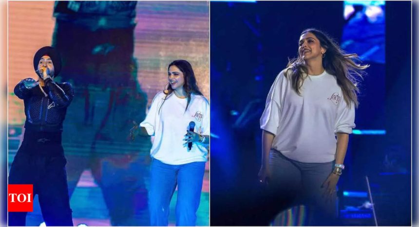 Deepika Padukone joins Diljit Dosanjh on stage in Bengaluru concert, dances to Lover, teaches him Kannada - Watch videos | Hindi Movie News