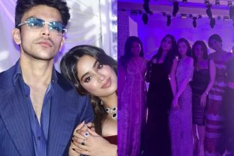 Janhvi Kapoor enjoys Christmas in a deep red mermaid gown with Khushi Kapoor, Veer Pahariya, Radhika Merchant, Arjun Kapoor, and more | Hindi Movie News