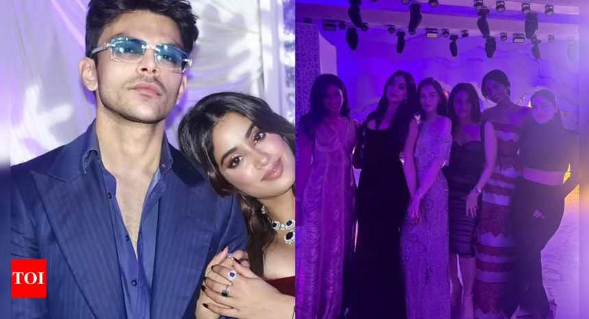 Janhvi Kapoor enjoys Christmas in a deep red mermaid gown with Khushi Kapoor, Veer Pahariya, Radhika Merchant, Arjun Kapoor, and more | Hindi Movie News