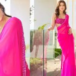 Kriti Sanon sets the tone right for wedding fashion with her Manish Malhotra bright pink chiffon saree |