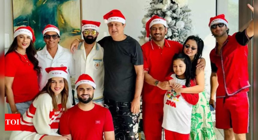 Kriti Sanon spreads Christmas cheer with MS Dhoni as Santa, holds rumoured boyfriend Kabir Bahia close during celebrations | Hindi Movie News