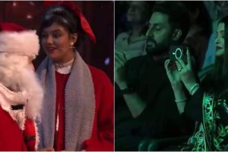 Proud parents Abhishek Bachchan, Aishwarya Rai Bachchan and grandfather Amitabh Bachchan beam with pride as Aaradhya Bachchan shines in Christmas play: Watch videos | Hindi Movie News