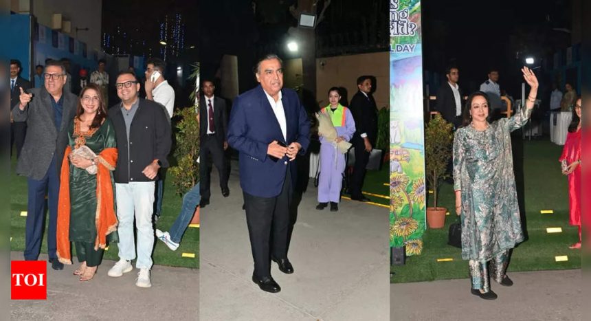 Radhika Merchant, Mukesh Ambani, Hema Malini, Vidya Balan, Harbhajan Singh and other celebs grace day 2 of annual function at Ambani school | Hindi Movie News