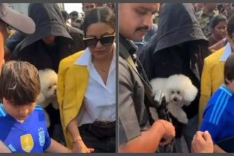 Shah Rukh Khan, Gauri and AbRam return to Mumbai with Suhana Khan and Agastya Nanda after their Alibaug getaway; don't miss cute poodle in SRK's hands |