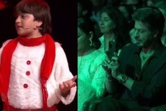 Shah Rukh Khan captures AbRam's Christmas play at Ambani school annual day: Watch video | Hindi Movie News