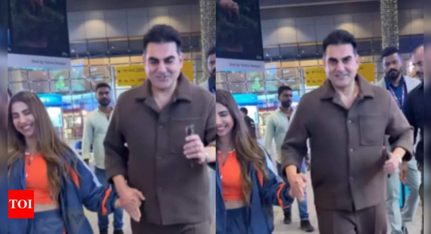 Arbaaz Khan steals the spotlight with slow-motion walk at Mumbai airport, accompanied by wife Shura Khan | Hindi Movie News