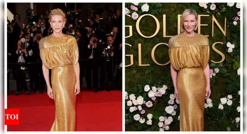 Cate Blanchett REPEATS iconic gold Louis Vuitton gown at the 82nd Golden Globe Awards |